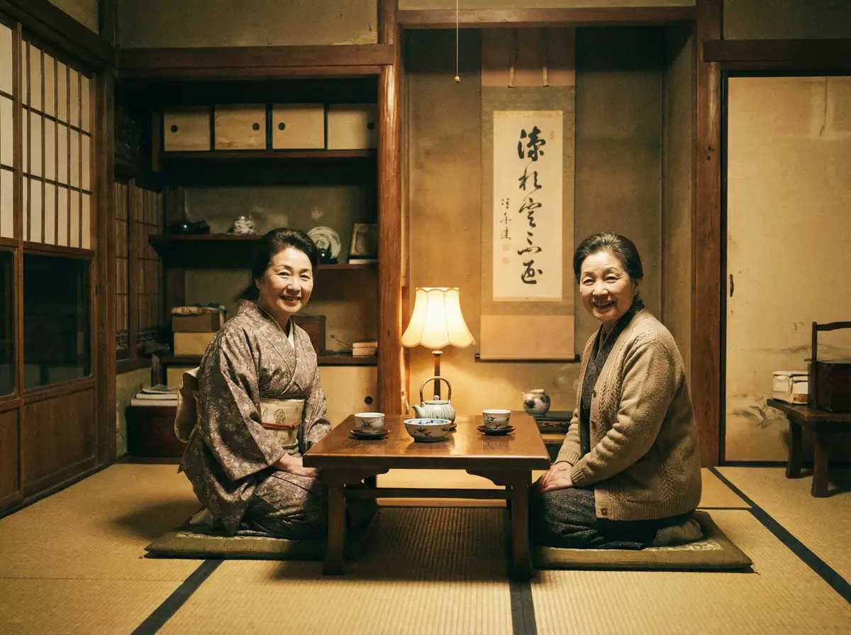 两位优雅的 [爱妻艺] - 爱妻艺电影免费观看 | 真实可靠爱妻艺大全 在日式茶室中品茶交谈